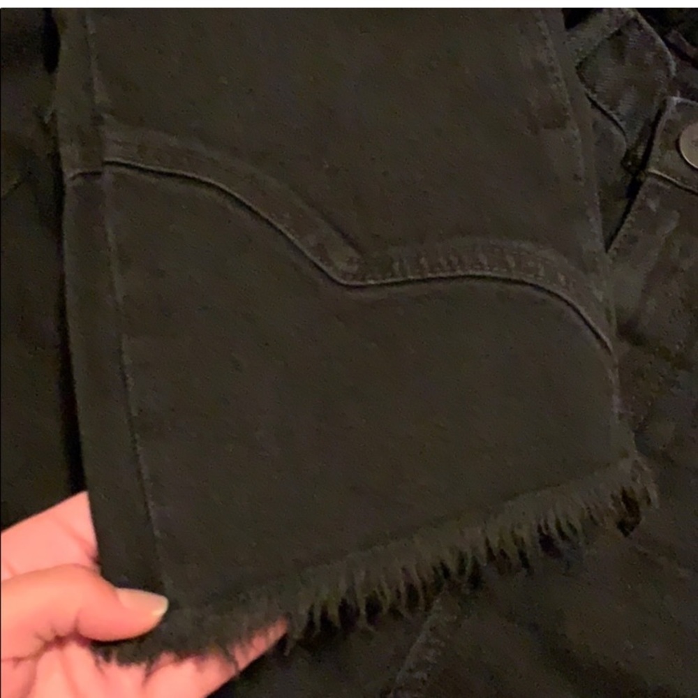 One Teaspoon Kick Flare Crop Raw Frayed Hem Black Oak - Picture 13 of 15